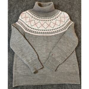Tommy Hilfiger Womens XL Roll Neck Fair Isle Sweater Winter Festive